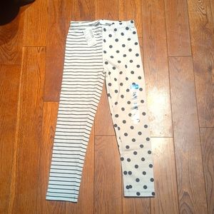 Children's Place Size 5T Black and White Stripes and Polka Dots LeggingPants NWT